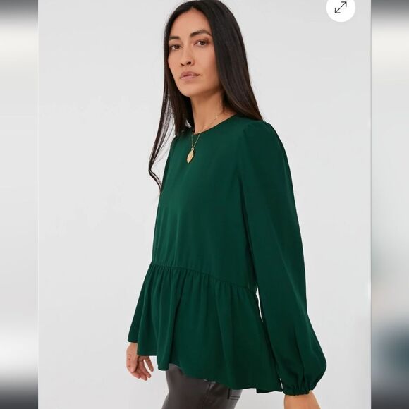 Pomander Place NWT blHunter Green Carlota Peplum Blouse - Picture 10 of 12